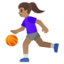 woman bouncing ball, medium skin tone